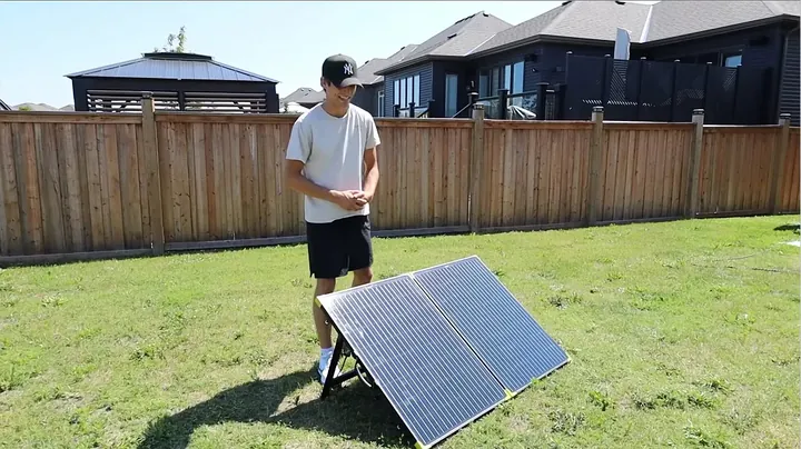 Adjusting folding solar panel angle to eliminate leg shadow