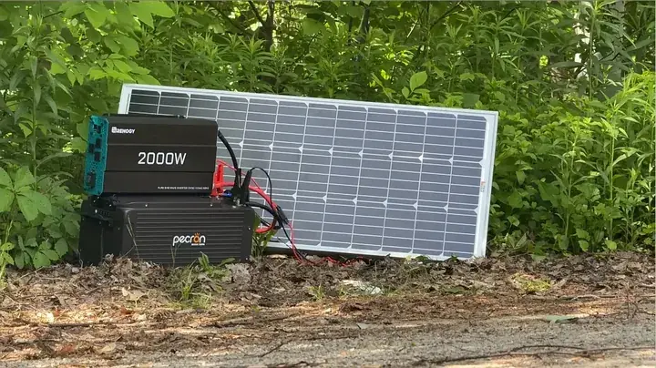 Rich Solar folding panel charging setup outside during sunlight test