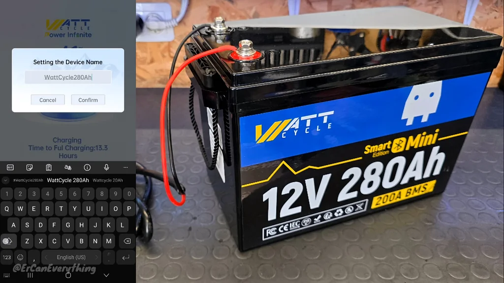 Naming battery device in WattCycle app