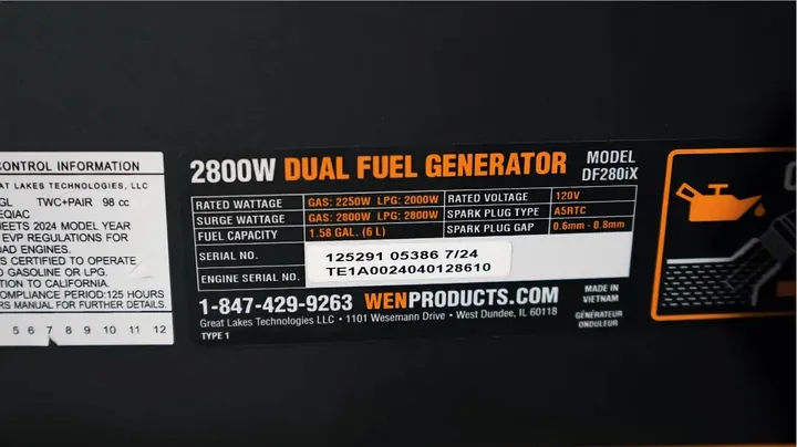 Power station plugged into generator showing voltage on power meter