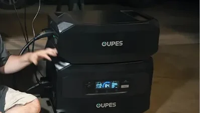 OUPES Guardian 6000 power station setup showing EPS mode status