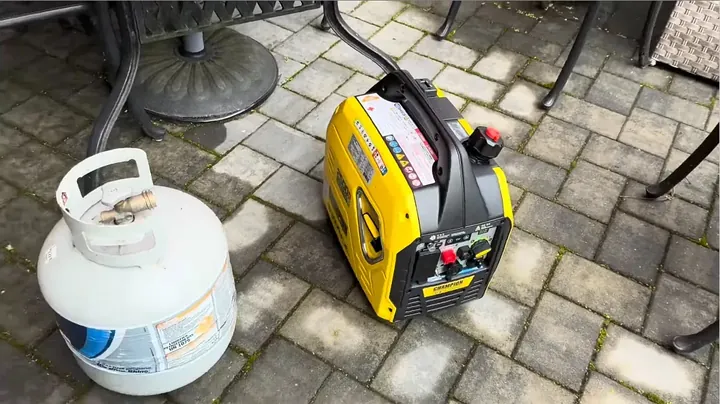Propane tank connected to generator