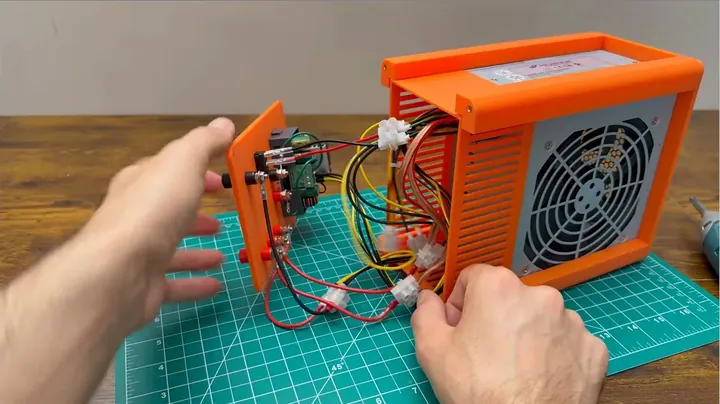 Cleanly routed internal wiring inside the power supply enclosure with the front panel closed and secured