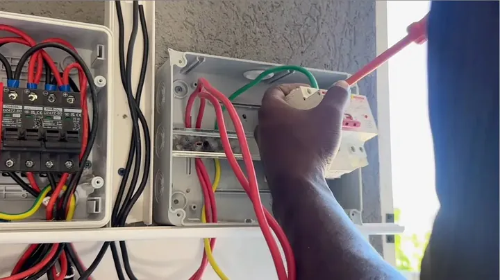 Terminating grid utility service wires into dual pole AC circuit breaker