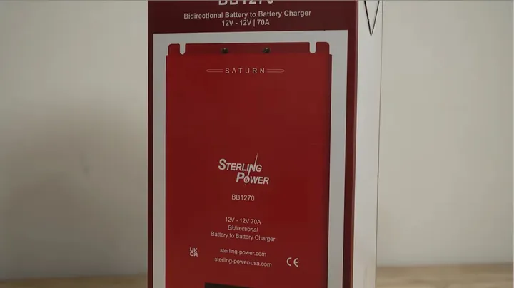 The Sterling DC-DC charger's connection panel, highlighting the various input and output terminals.