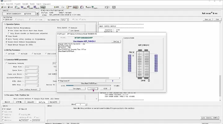 Software interface verifying the programmed flash chip data